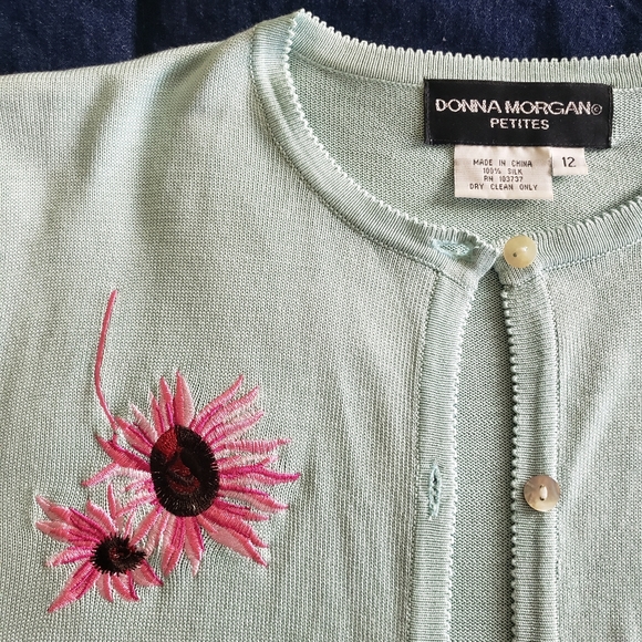 Palest Turquoise Silk Sheath Dress w/ Cardigan - Picture 2 of 11